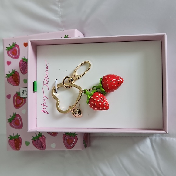 Betsey Johnson Strawberry Bag Charm/Keychain - Picture 2 of 5